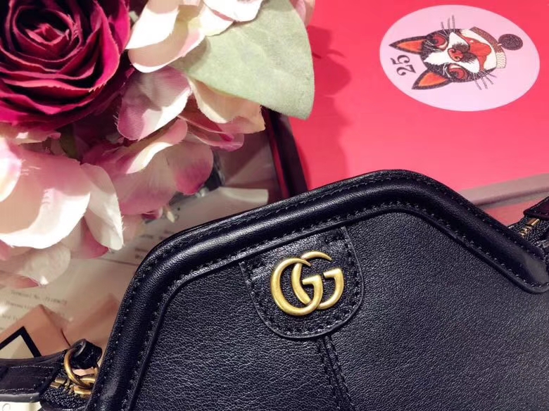 Gucci最新主打RE(BELLE)系列mini手袋 524620 黑色 天然牛皮 手感超赞 经典品牌标志双G造型 29×18×7cm