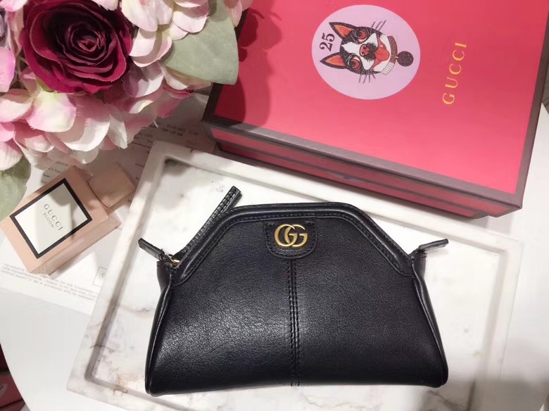 Gucci最新主打RE(BELLE)系列mini手袋 524620 黑色 天然牛皮 手感超赞 经典品牌标志双G造型 29×18×7cm