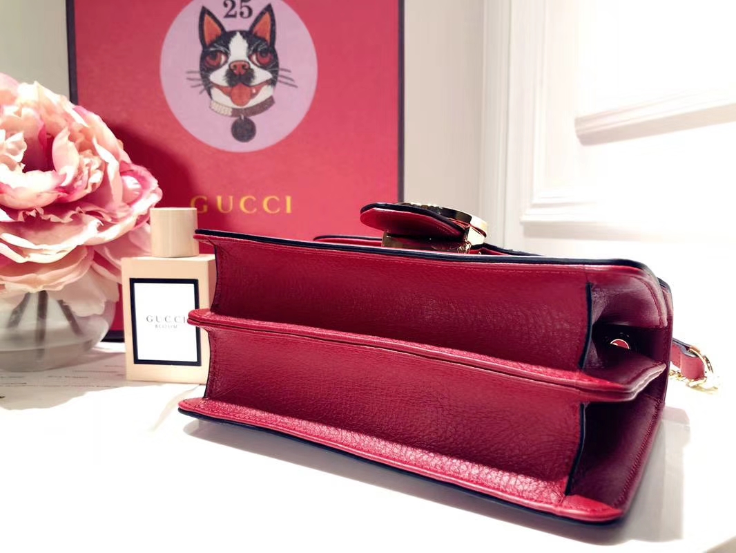 GUCCI 全新爆款小方包 510304 枣红色 进口五金配件 皮质柔软 设计玩味时尚 20×15×7.5cm